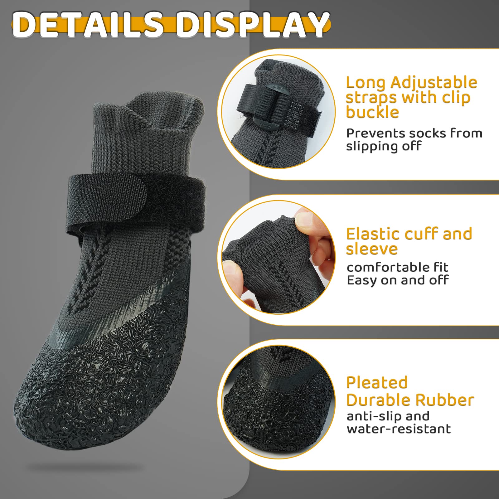 Anti-Slip Dog Socks For Small, Medium, Senior Dogs - Grip Paw Protectors With Rubber & Fix Straps - Indoor Outdoor Shoes For Har